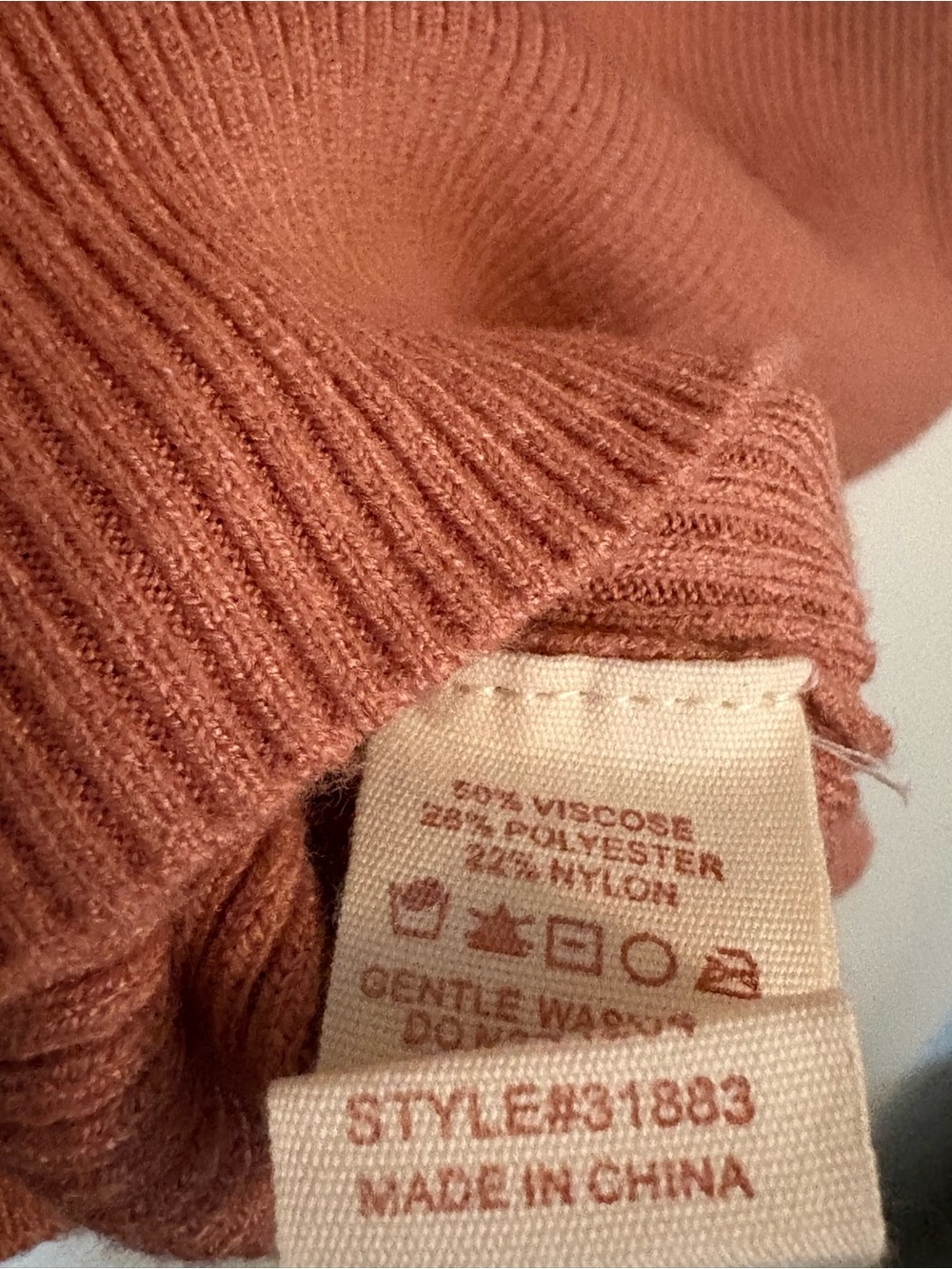 NWT Hem&Thread Boutique Ribbed Knit Puff Sleeve Top | Dusty Rose Tie Shoulder - Picture 5 of 5